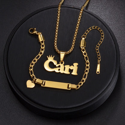 IcedOut Kids Custom Name Bracelets Necklace Sets