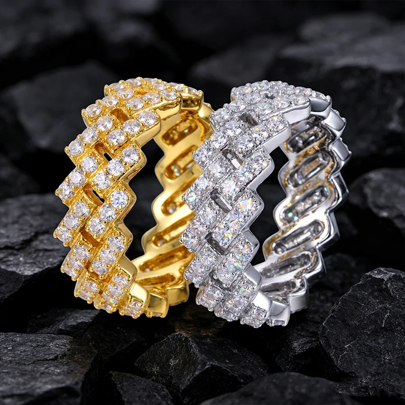 S925 Silver Cuban Link Moissanite Ring