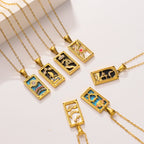 18k Gold-plated Stainless Steel Tarot Card CZ Pendant Necklace
