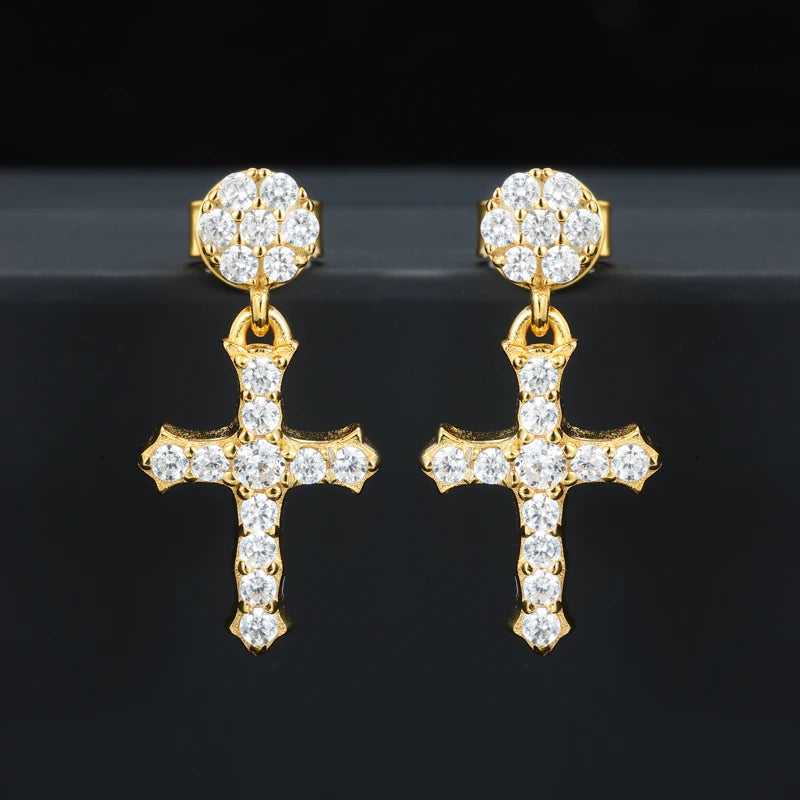 VVS1 Moissanite Cross Stud Earrings