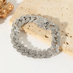 Zinc Alloy Cuban Necklace and Bracelet Set