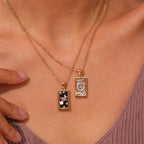 18k Gold-plated Stainless Steel Tarot Card CZ Pendant Necklace