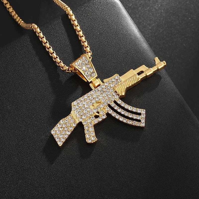 AK-47 Rifle Gun Hip-Hop Pendant Necklace