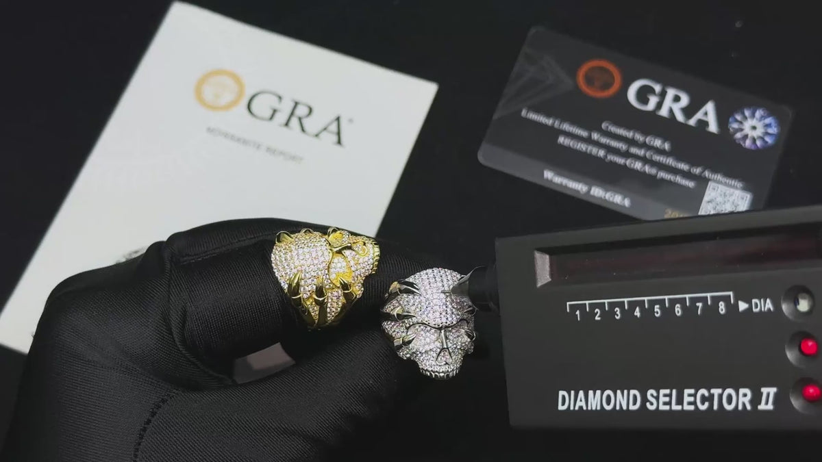 S925 Silver Skull Moissanite Ring