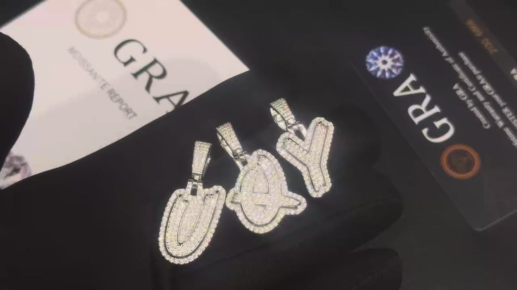 925 Silver Letter Moissanite Pendant