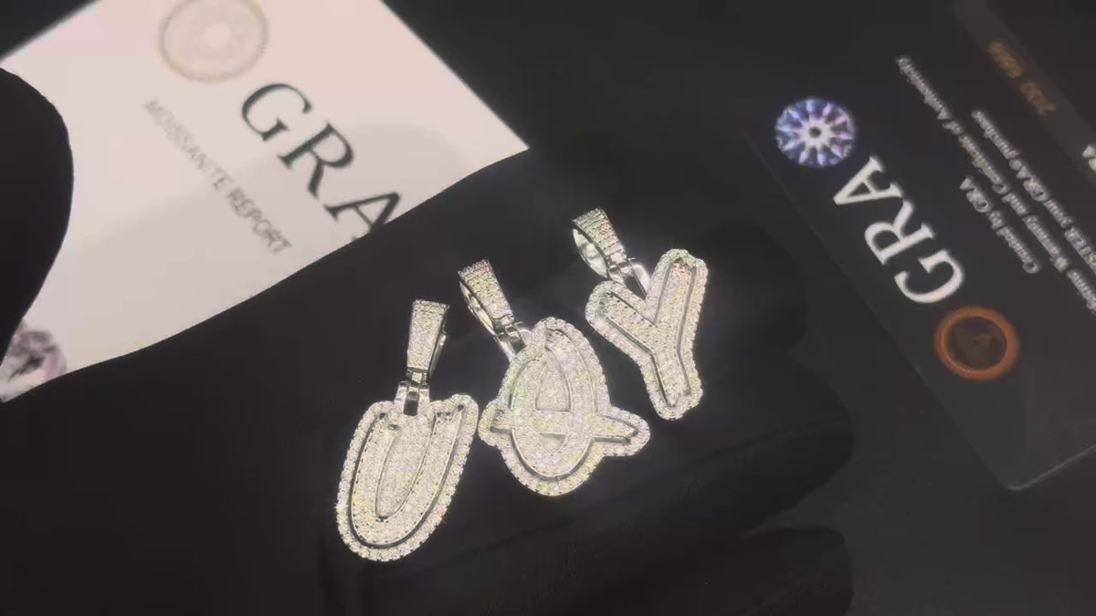 925 Silver Letter Moissanite Pendant