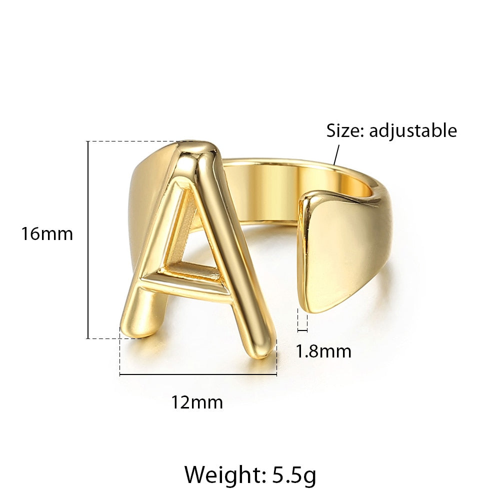 Unisex 26 Letters Hollow Ring