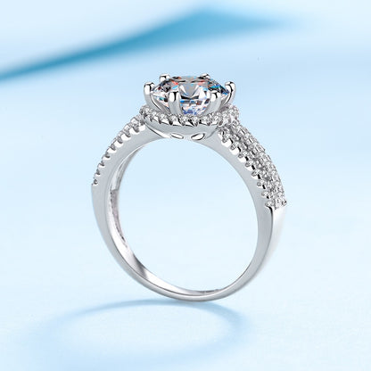 TrophyWife Collection | 3CT 9MM Moissanite Diamond Silver Engagement Ring