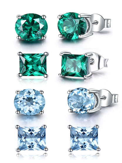 925 Silver Earrings Emerald Topaz