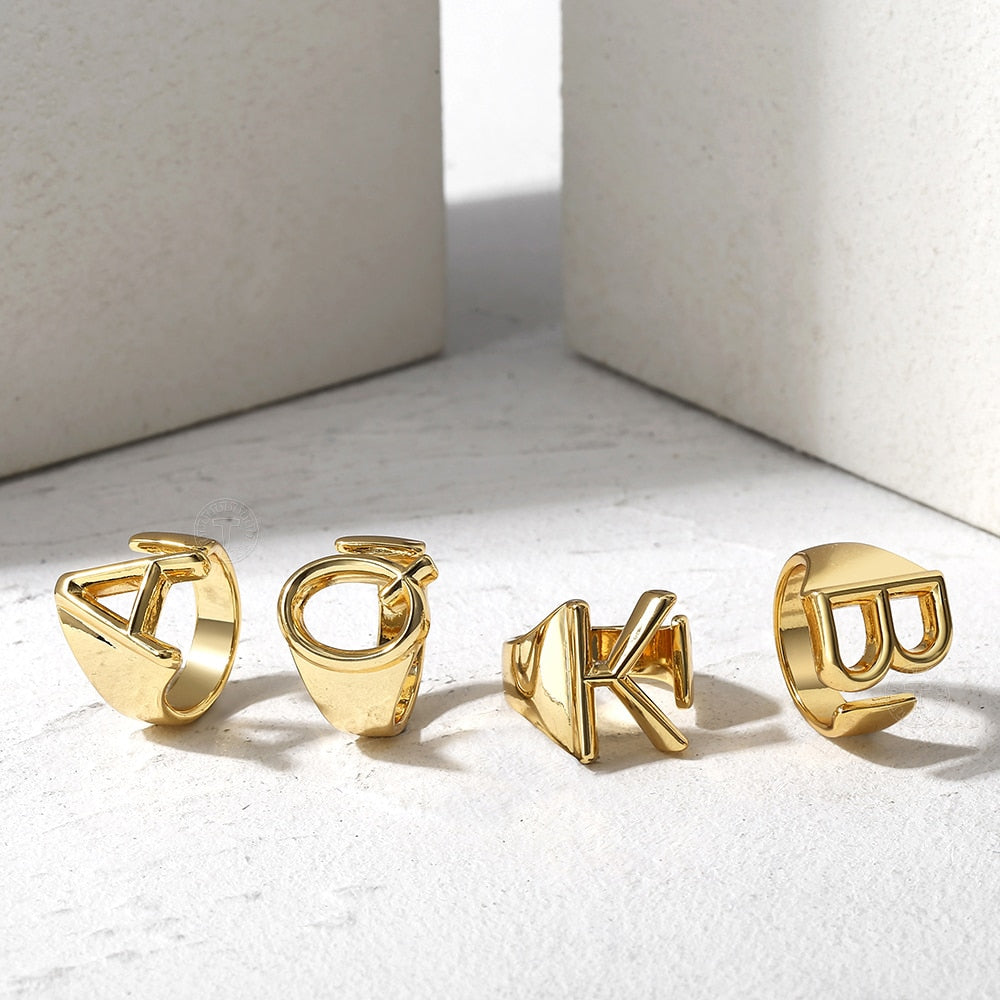 Unisex 26 Letters Hollow Ring