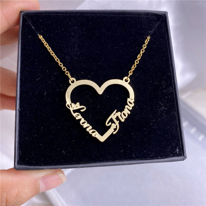 Heart Custom Double Name Necklace