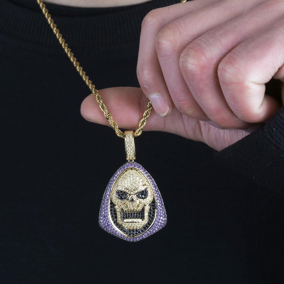 Halloween Collection: Iced Out Skeleton 18K Gold Plated Pendant Necklace