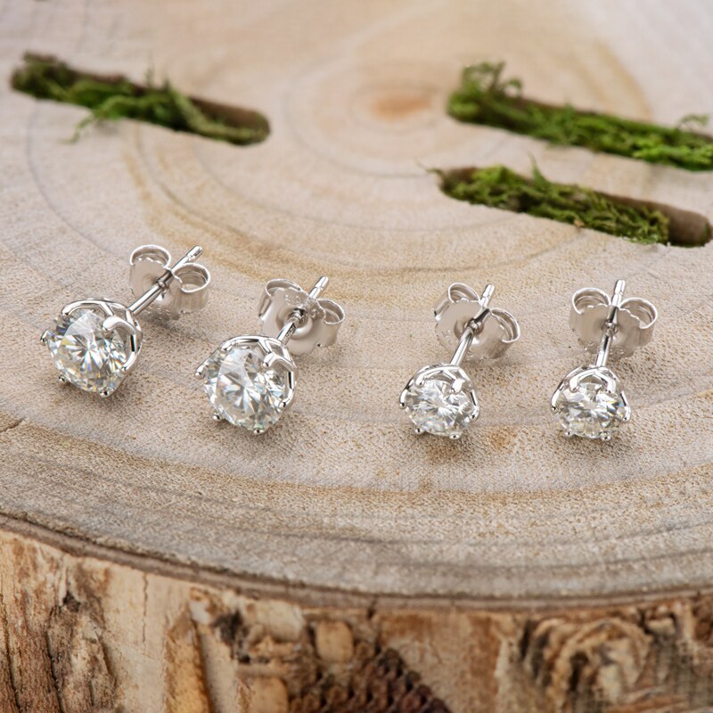 1 Ct Moissanite Diamond Earrings Round 925 Sterling Silver