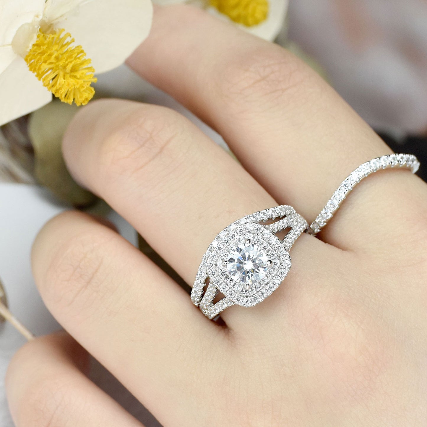 TrophyWife Collection | 3 Pieces Luxury Engagement Wedding Rings Set