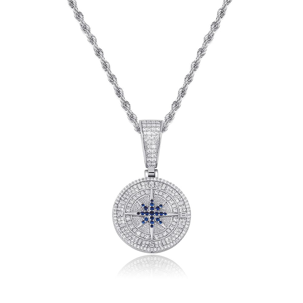 Iced Out Compass Pendant