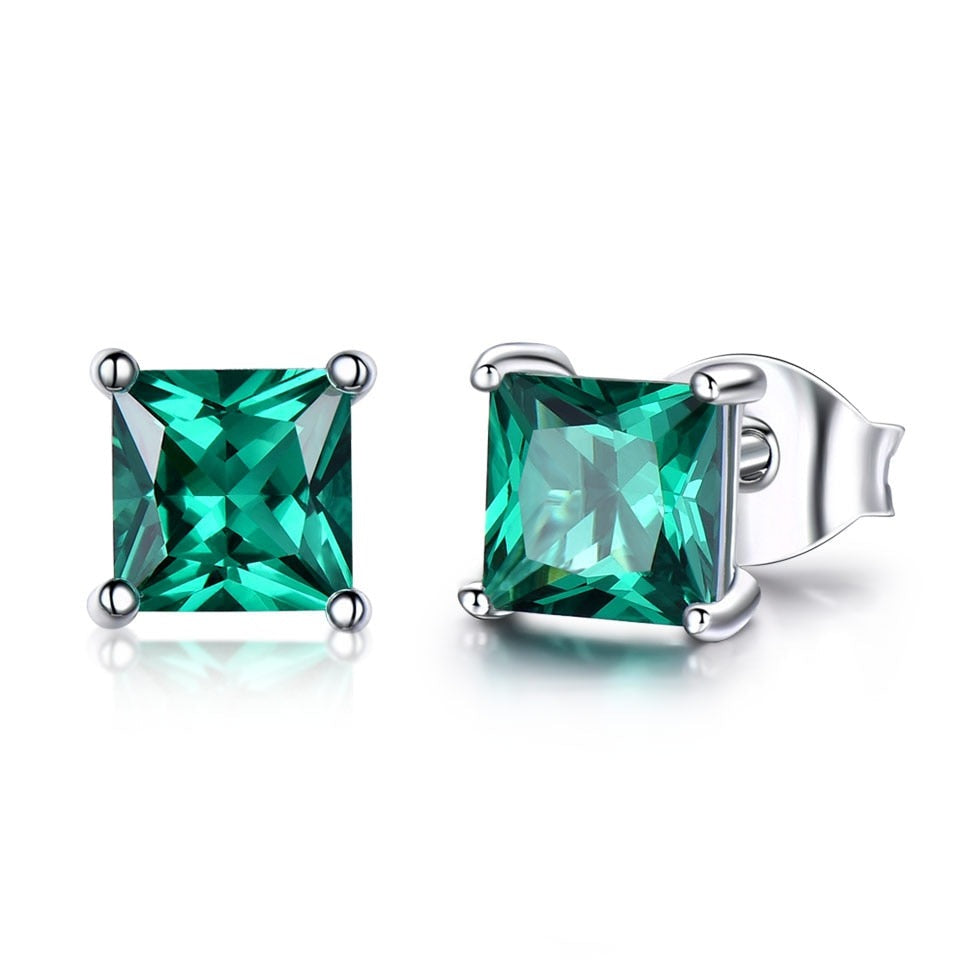 925 Silver Earrings Emerald Topaz