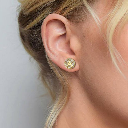 Unisex Initial A-Z Letter Golden Stud Earrings