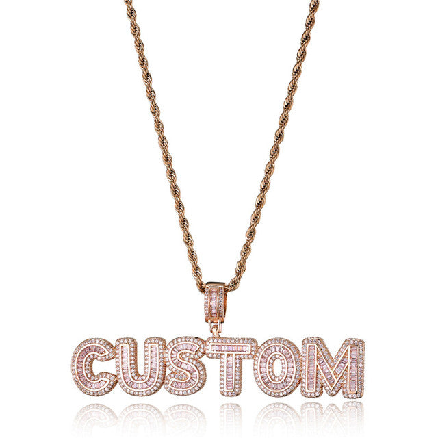 Iced Out Baguette Letters Customized Jewelry