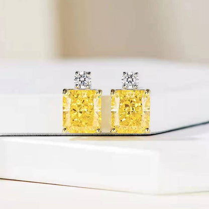 5 CT Yellow High Carbon Diamond 925 Sterling Silver Stud Earrings
