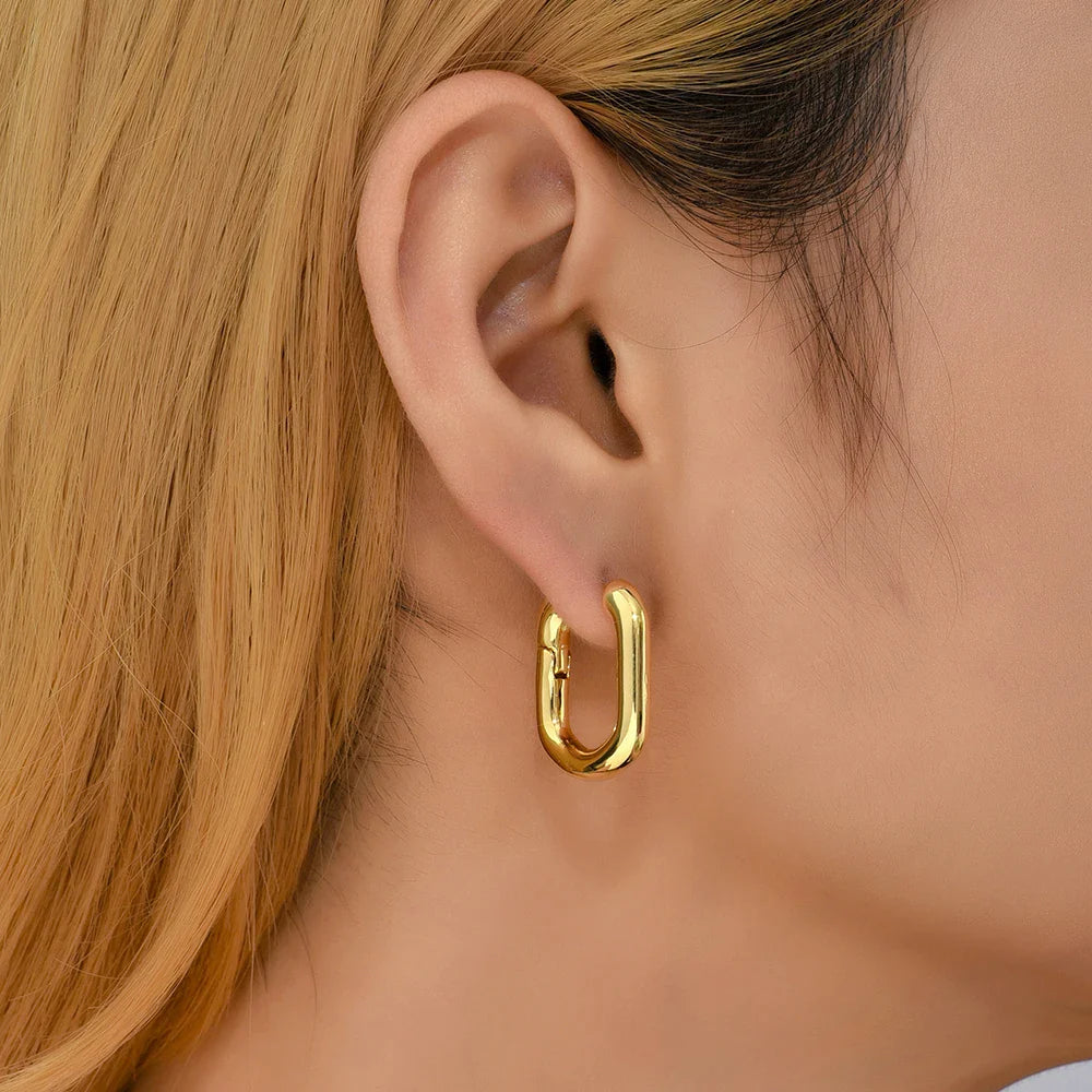 14k Gold Plated U Shape Hoop Earrings