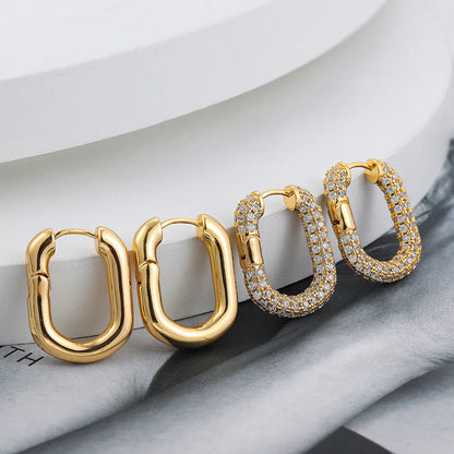 14k Gold Plated U Shape Hoop Earrings