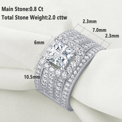 3 Pieces Engagement Rings Set