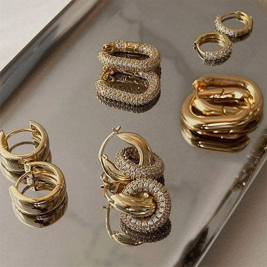 Huggie Hoop Earrings Gold Plated Stainless Steel