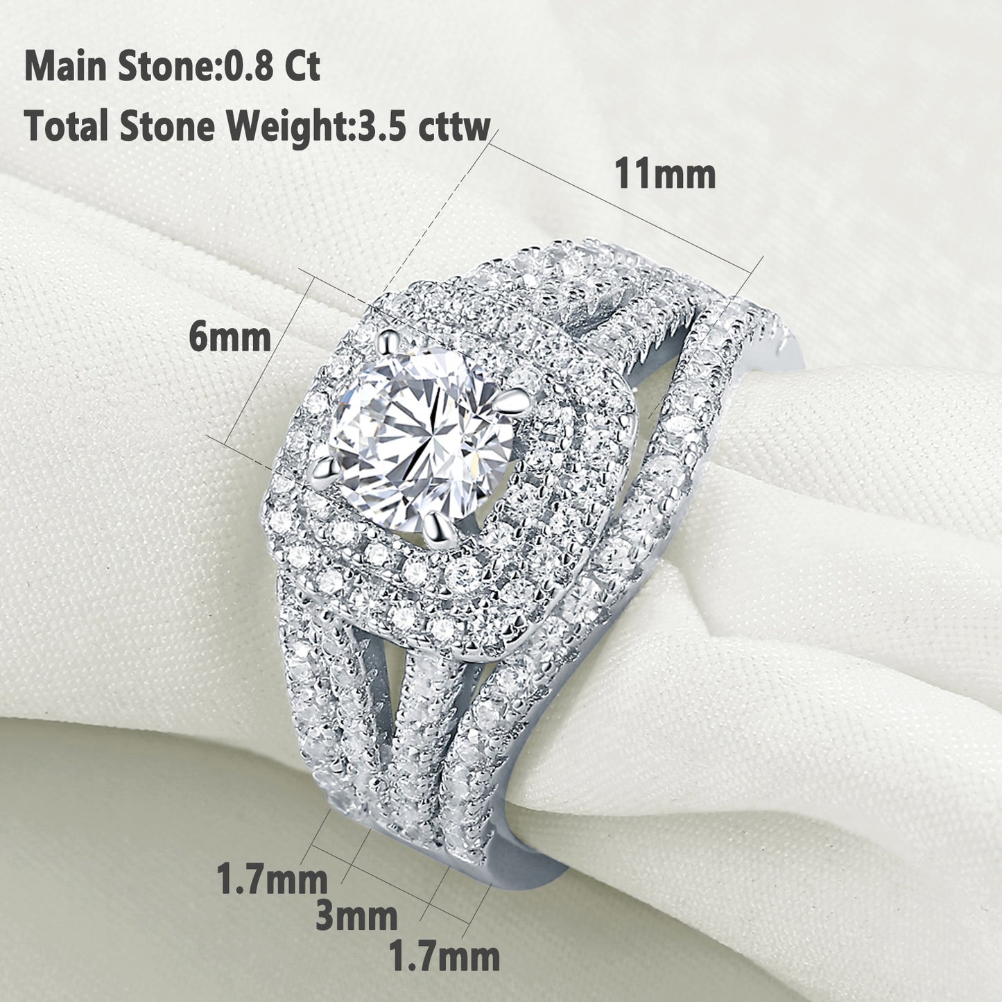 TrophyWife Collection | 3 Pieces Luxury Engagement Wedding Rings Set