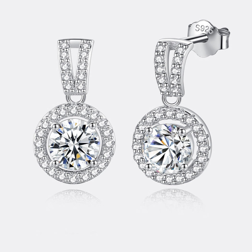 Luxurious Lab-Diamond Drop Earrings Silver