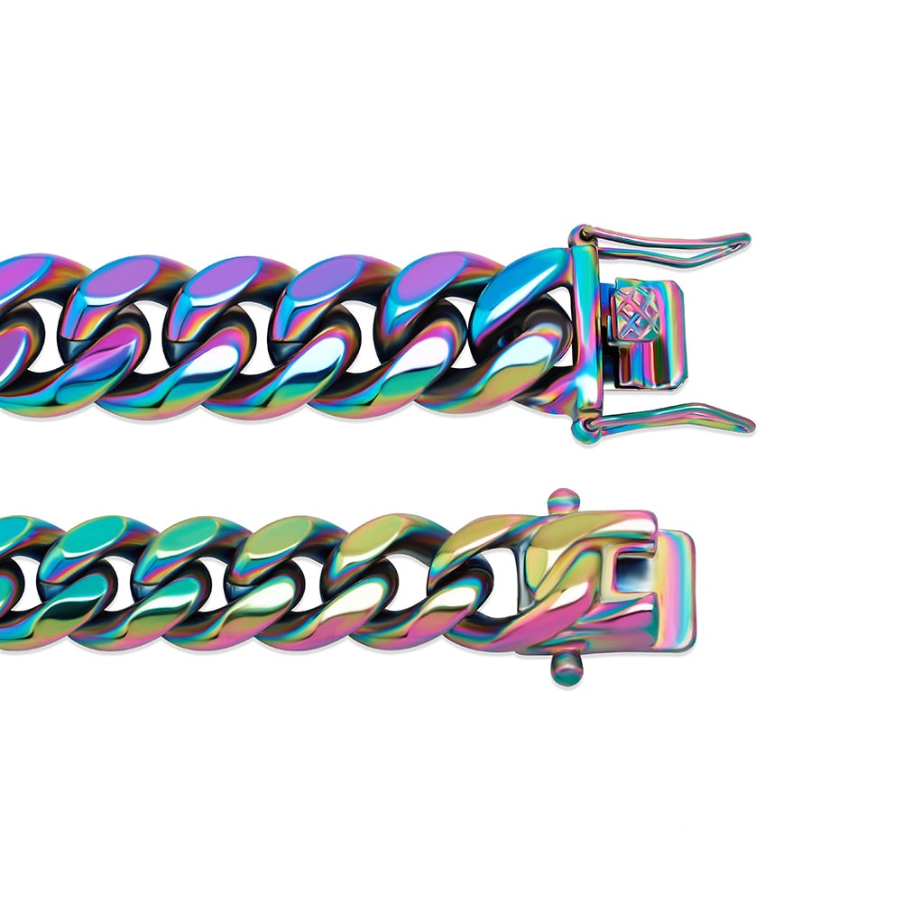Stackable Holographic Steel Cuban Bracelets
