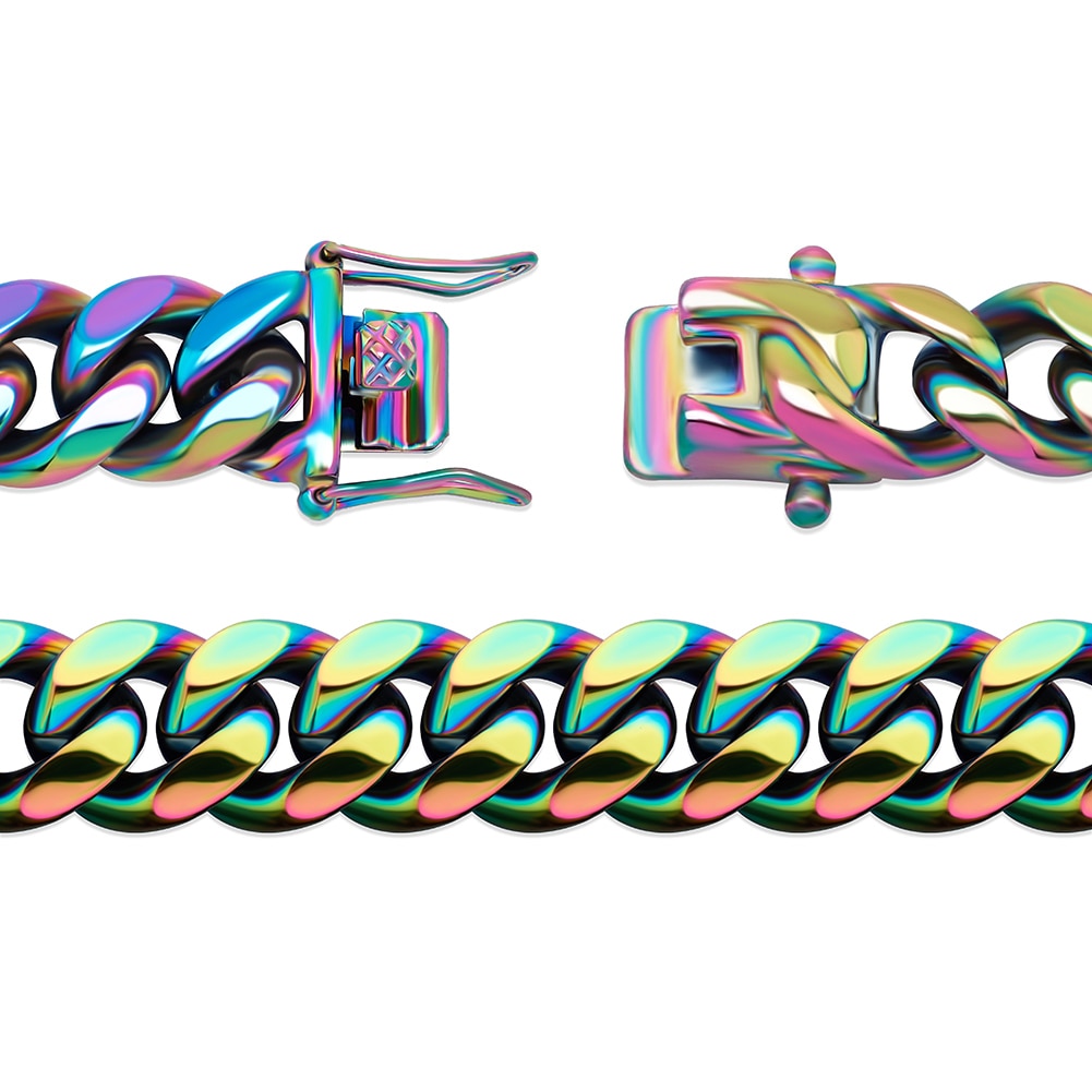 Stackable Holographic Steel Cuban Bracelets