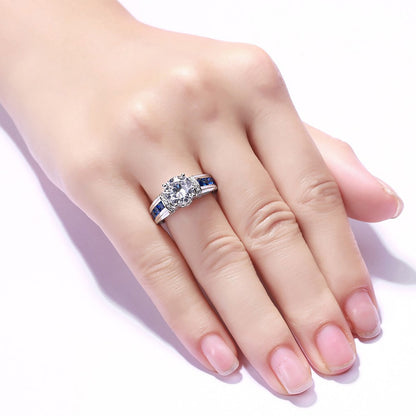 Princess 2ct Round Moissanite Diamond 925 Silver Engagement Ring