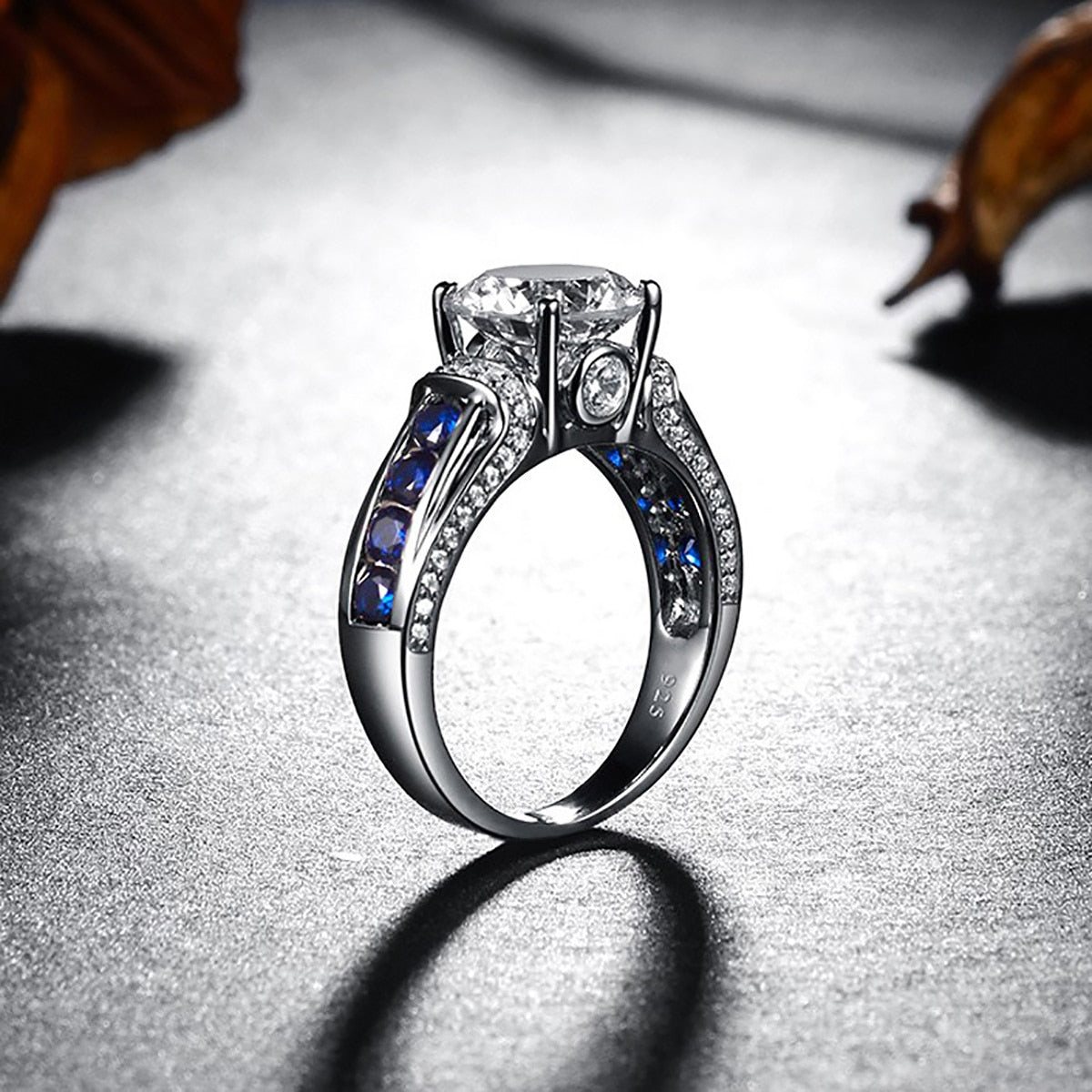 Princess 2ct Round Moissanite Diamond 925 Silver Engagement Ring