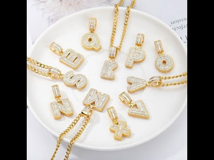 Iced Out Letter Pendant Necklace