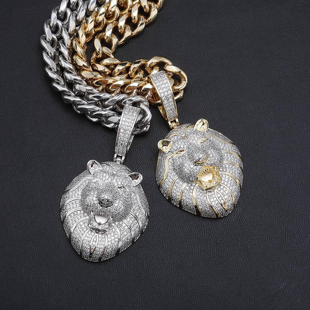 Iced Out Lion Pendant Necklace - Iced Out Kings