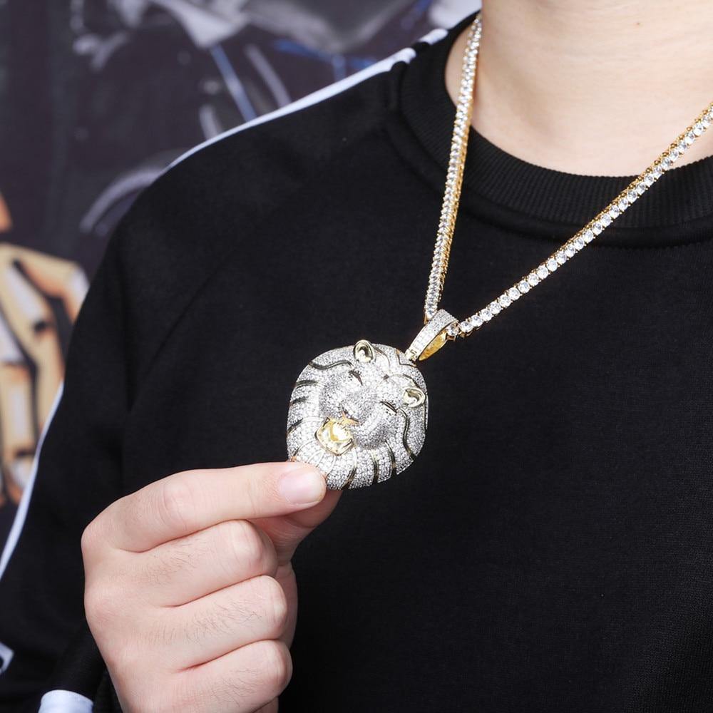 Iced Out Lion Pendant Necklace - Iced Out Kings