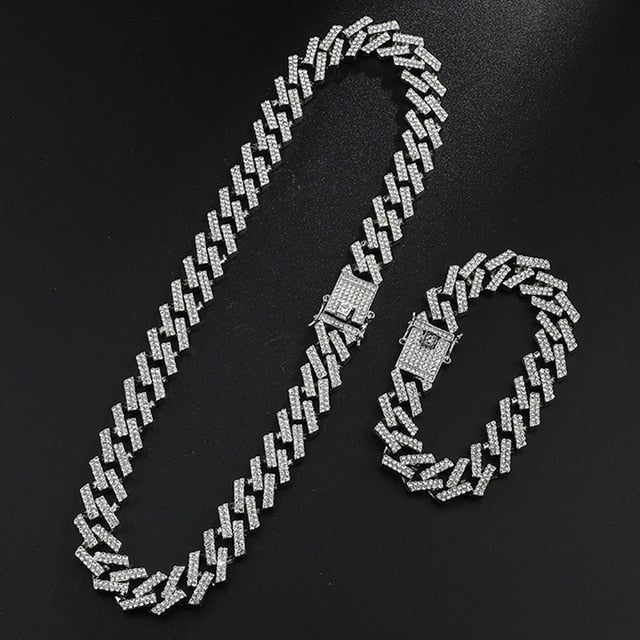 Extassy Cuban Necklaces Bracelet Set