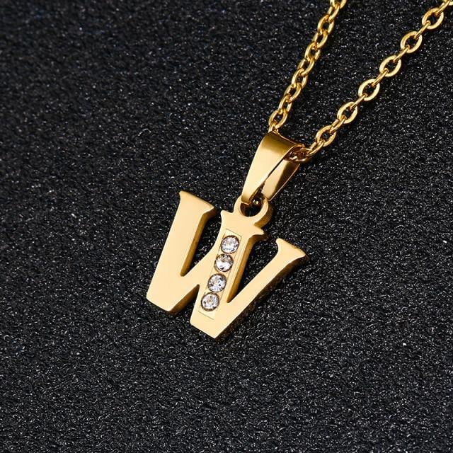 Gold Alphabet Women Necklace - Iced Out Kings