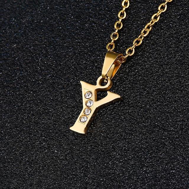 Gold Alphabet Women Necklace - Iced Out Kings