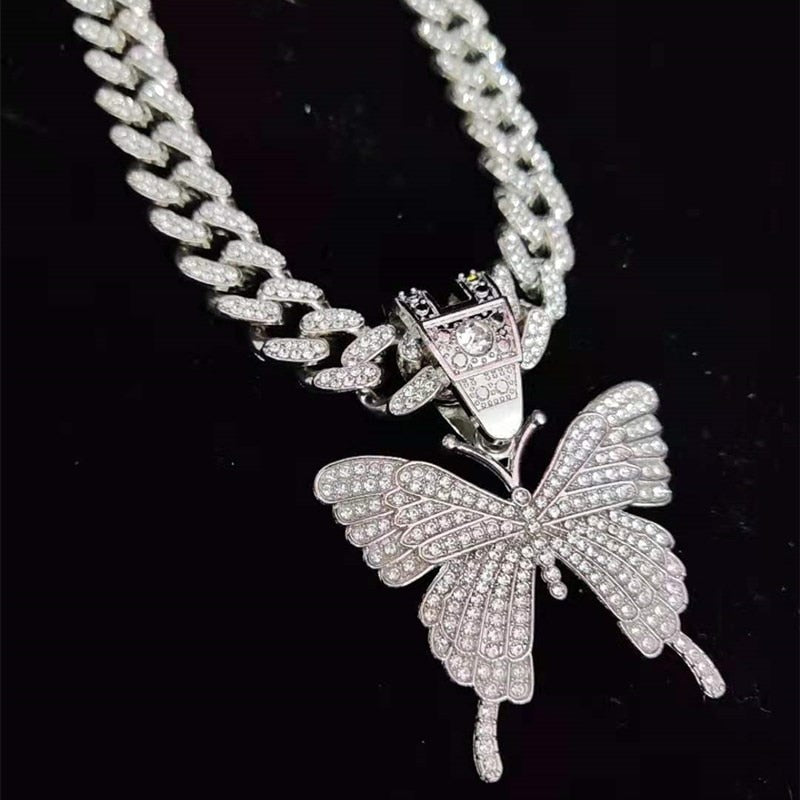 Iced out clearance butterfly pendant