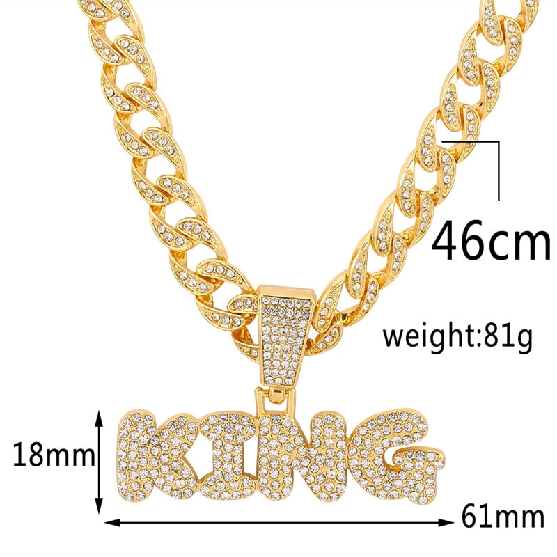 Iced Out King Pendant Necklace