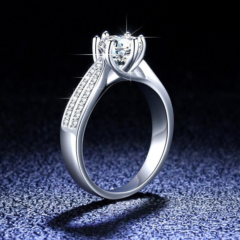 Tamara Wedding Engagement 925 Sterling Silver Ring Six Prong Moissanite Diamond Ring - TrophyWife Jewelry
