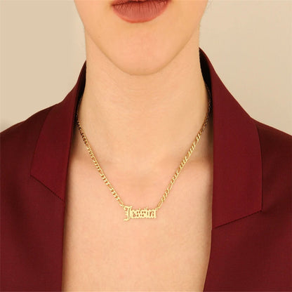 Custom Name Figaro Chain Necklace