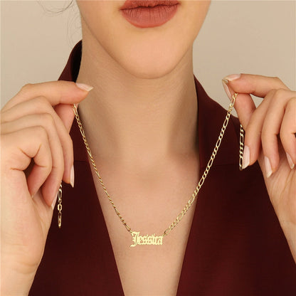 Custom Name Figaro Chain Necklace