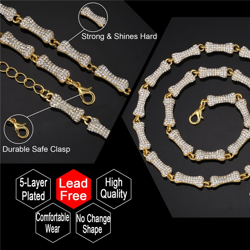 Ghost's Bone Fully Iced Out Cuban Set