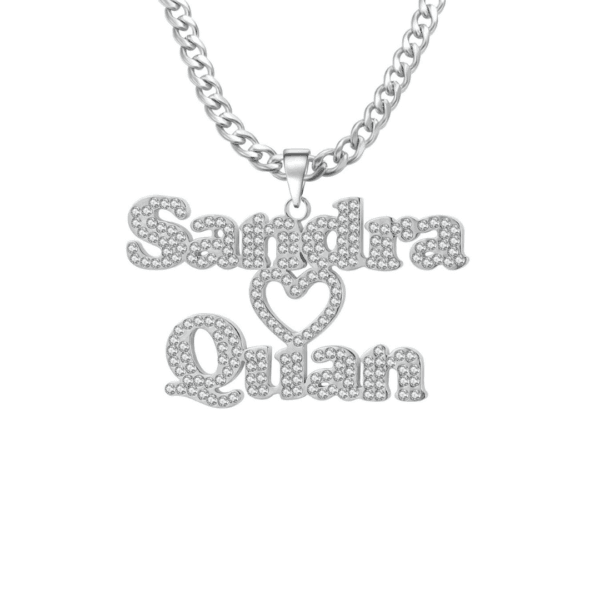 Custom Double Name Iced Out Heart - Image 12