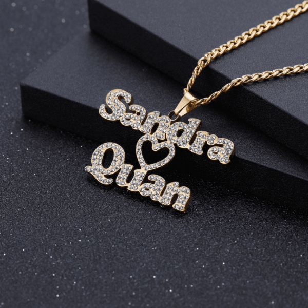 Custom Double Name Iced Out Heart - Image 8