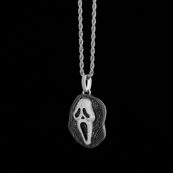 Iced Ghost Face Pendant Necklace - Image 13