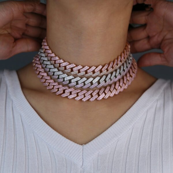 Sexy Micro Pave Cuban IcedOut Pastel Chokers - Image 3