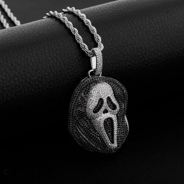 Iced Ghost Face Pendant Necklace - Image 4